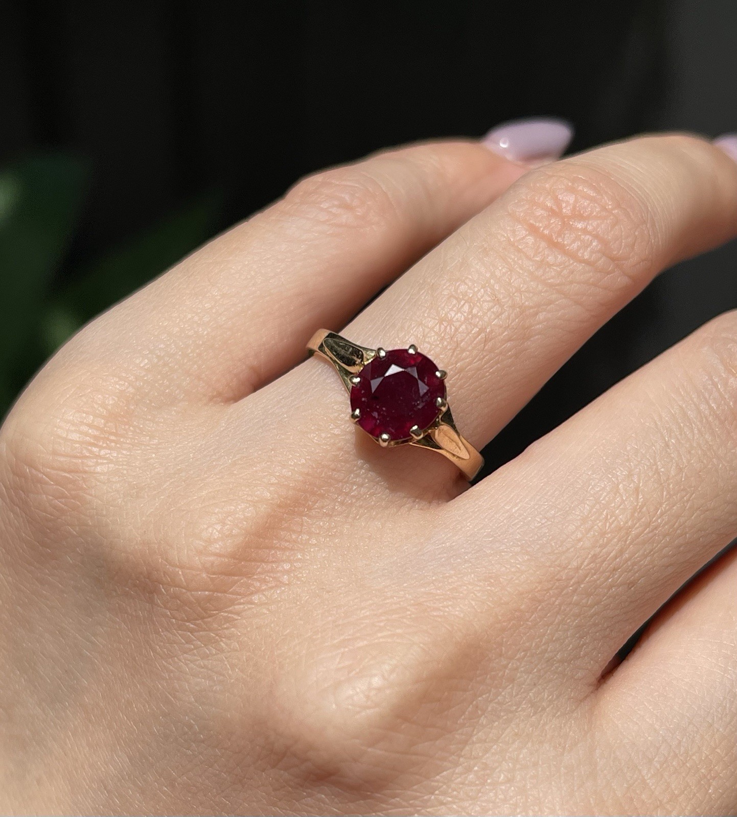 Antique-Cut Natural Ruby Ring – Rich Raspberry Re… - image 10