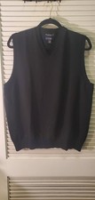 Club Room 100 Merino Wool Solid V-Neck Sweater Vest Mens Size Large Black