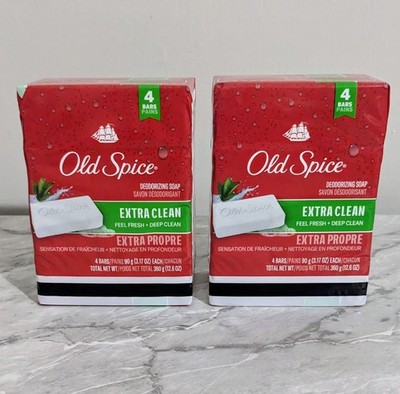 2X Old Spice Deodorizing Bar Soap Extra Clean Fresh & Deep Clean 3.17 oz. 8 Bars