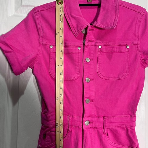 Judy Blue Los Angeles Hot Pink Denim Jumpsuit Short Sleeve Women's Size Small - Picture 12 of 14