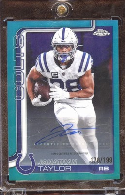 Jonathan Taylor 2025 Topps Chrome Aqua Auto Autograph 178/199 Indianapolis Colts