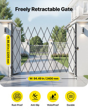 Single Folding Security Gate Steel Scissor Gate w/ Locking Swivel Casters