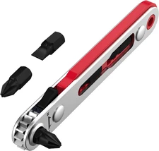 Bates Mini Ratchet Wrench, 1/4" Magnetic 90 Degree Screwdriver, Low Profile Righ