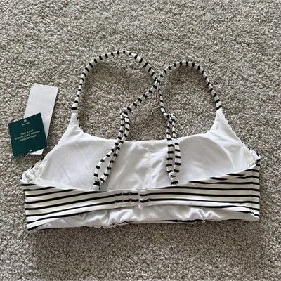Roxy Bralette Bikini Swim Top Striped Black/White Women s Size S ARJX303457