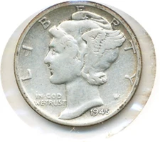 US Coin  1945 P   Mercury dime VG    ....C-10033