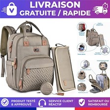Sac à Langer à Dos Grande Capacité 18 Poches Polysteer Déperlant avec Tapis à
