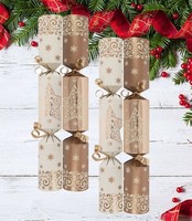 50 Christmas Party Catering Crackers Gold & Ivory Star Dinner Crackers 11 Inch