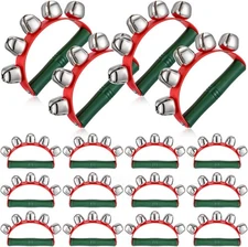 6 Pcs Christmas Hand Jingle Bells Red and Green Sleigh Early... 