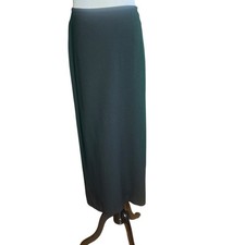 Eileen Fisher Black Viscose Wool Blend Maxi Column Skirt S361 Small Made in USA