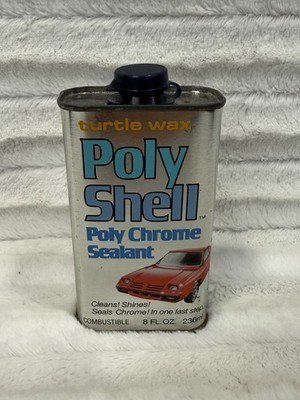 1981 Vtg Turtle Wax Can Poly Shell Poly Chrome Sealant Automobile USA 3/4 Full
