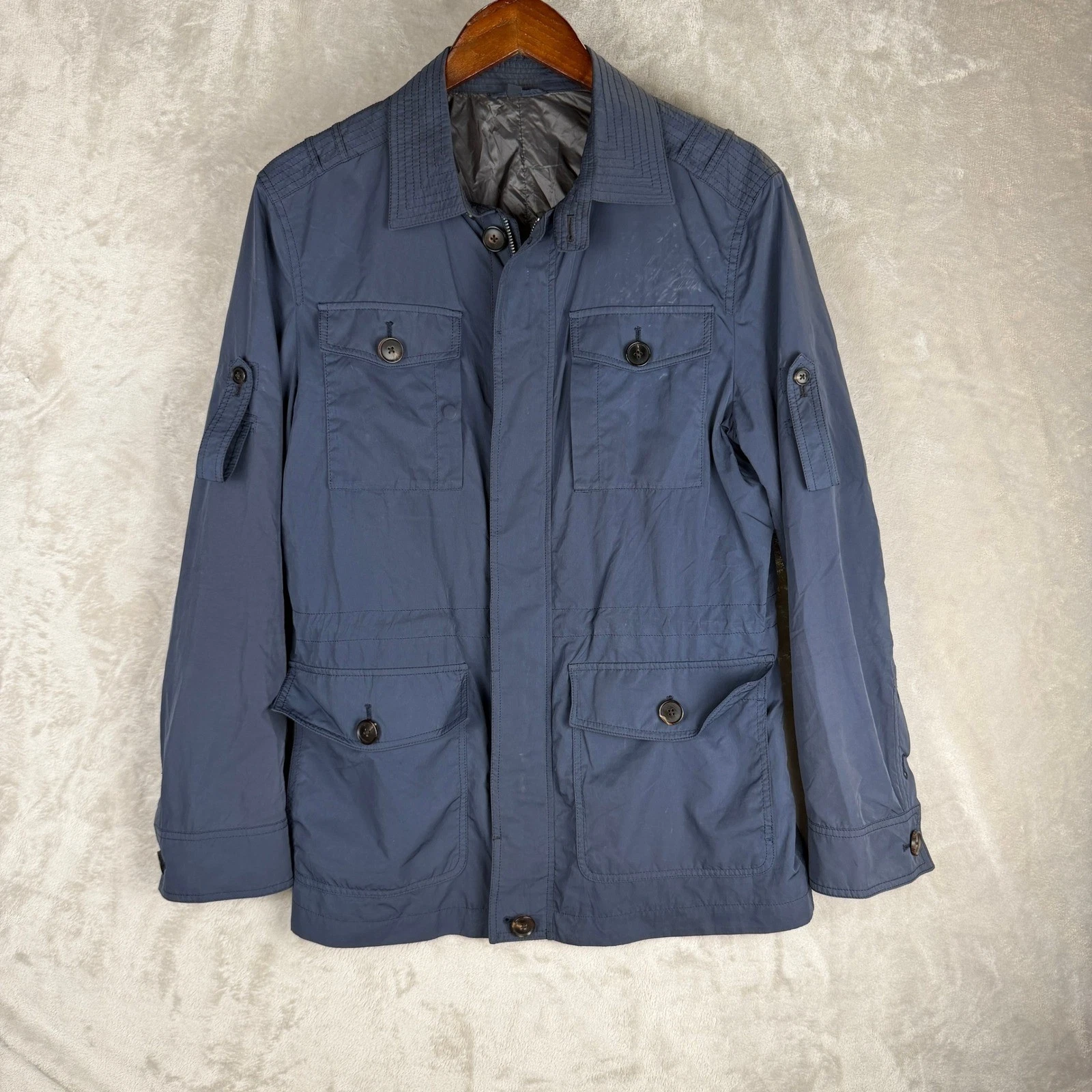 Suitsupply Navy Blue Field Jacket Mens Full Zip Multi Pocket Utility Coat - product detail image 1