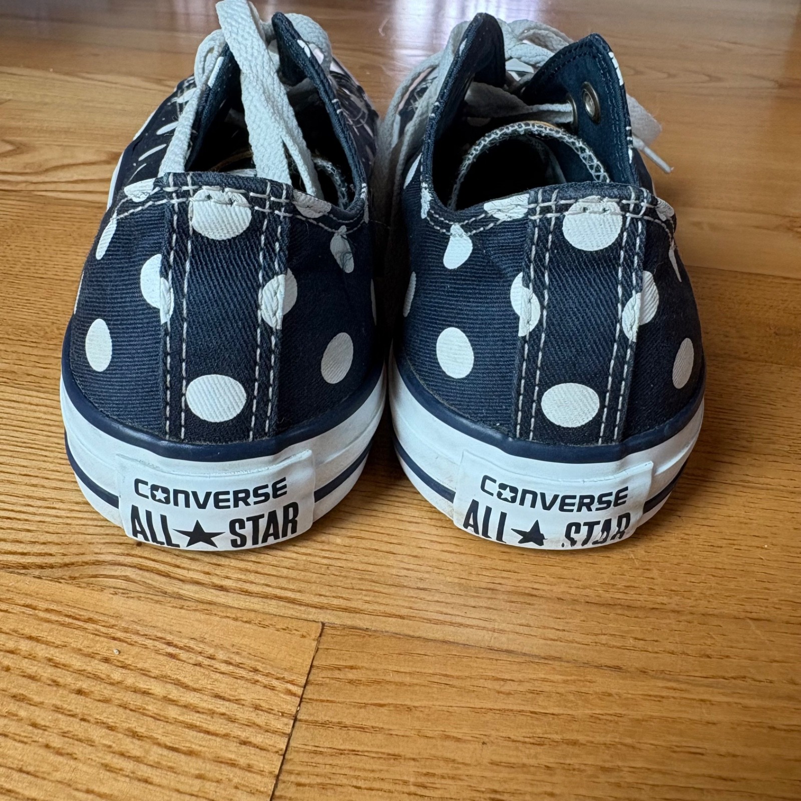 Converse Polka Dot Sneakers Low Top Shoes Trainers Navy White Womens Size 8 thumbnail 8