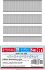 18 Gauge 304 Stainless Steel Brad Nails for Nail Guns - 900 Pcs Assorted Sizes