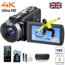 4K 42MP Video Camera 3" 270° Rotating Screen Camcorder 18X Zoom YouTube Vlogging