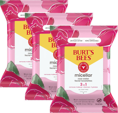 Rose Water Face Wipes, for All Skin Types, Hydrating Micellar Makeup Remover & F