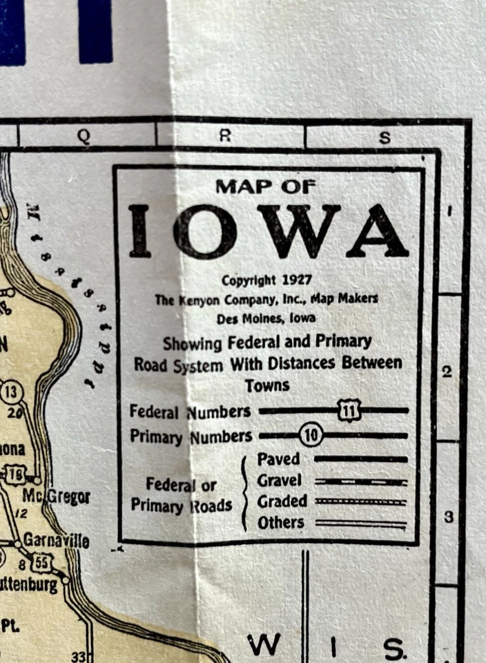 Mapa de ruta de Iowa 1927 - Hawkeye Portland Cement Co. Des Moines - Mapa publicitario Foto 3 de 4