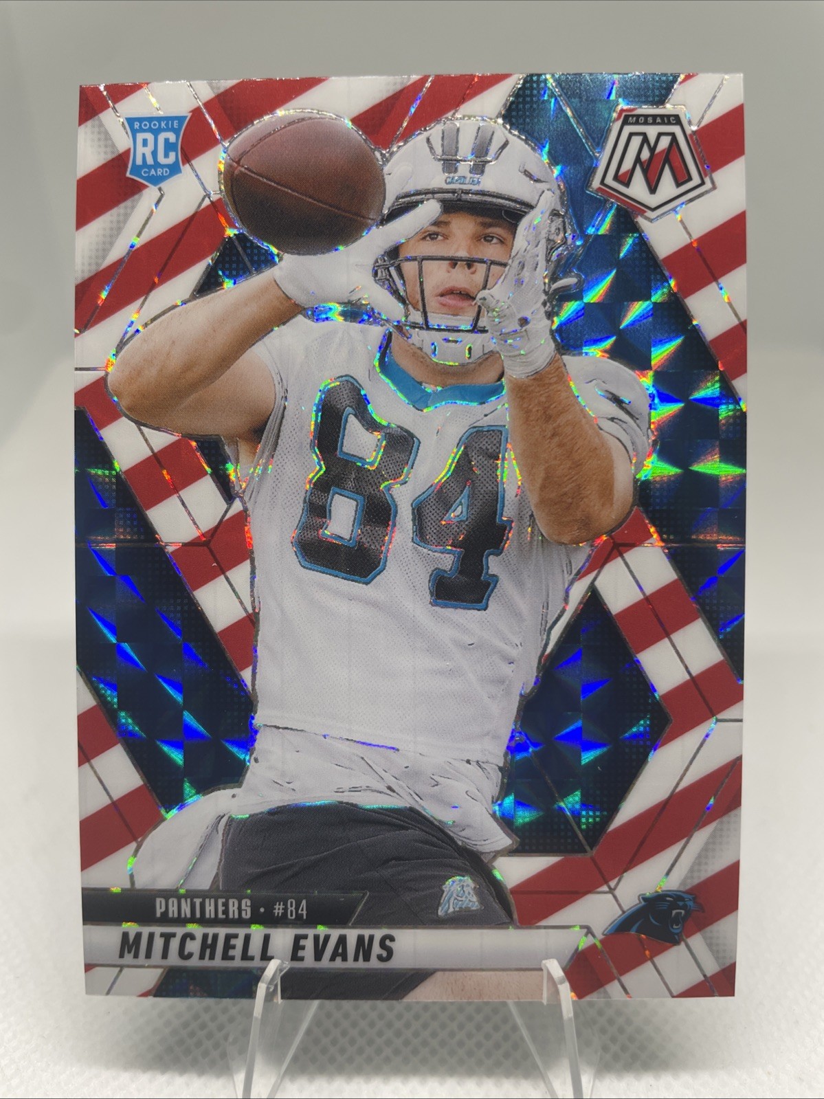 2025 Panini Mosaic - Rookies Mitchell Evans #344 Red & White Stripe Prizm (RC)