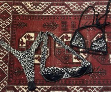 VTG Dreamgirls 80s 90s Fuzzy Leopard 3 Piece Set VINTAGE RARE Lingerie Dance