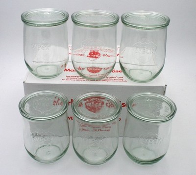 6 Weck Einkochgläser Einmachgläser Tulpenform 1062 ml RR 100 mit Deckel Nr.745