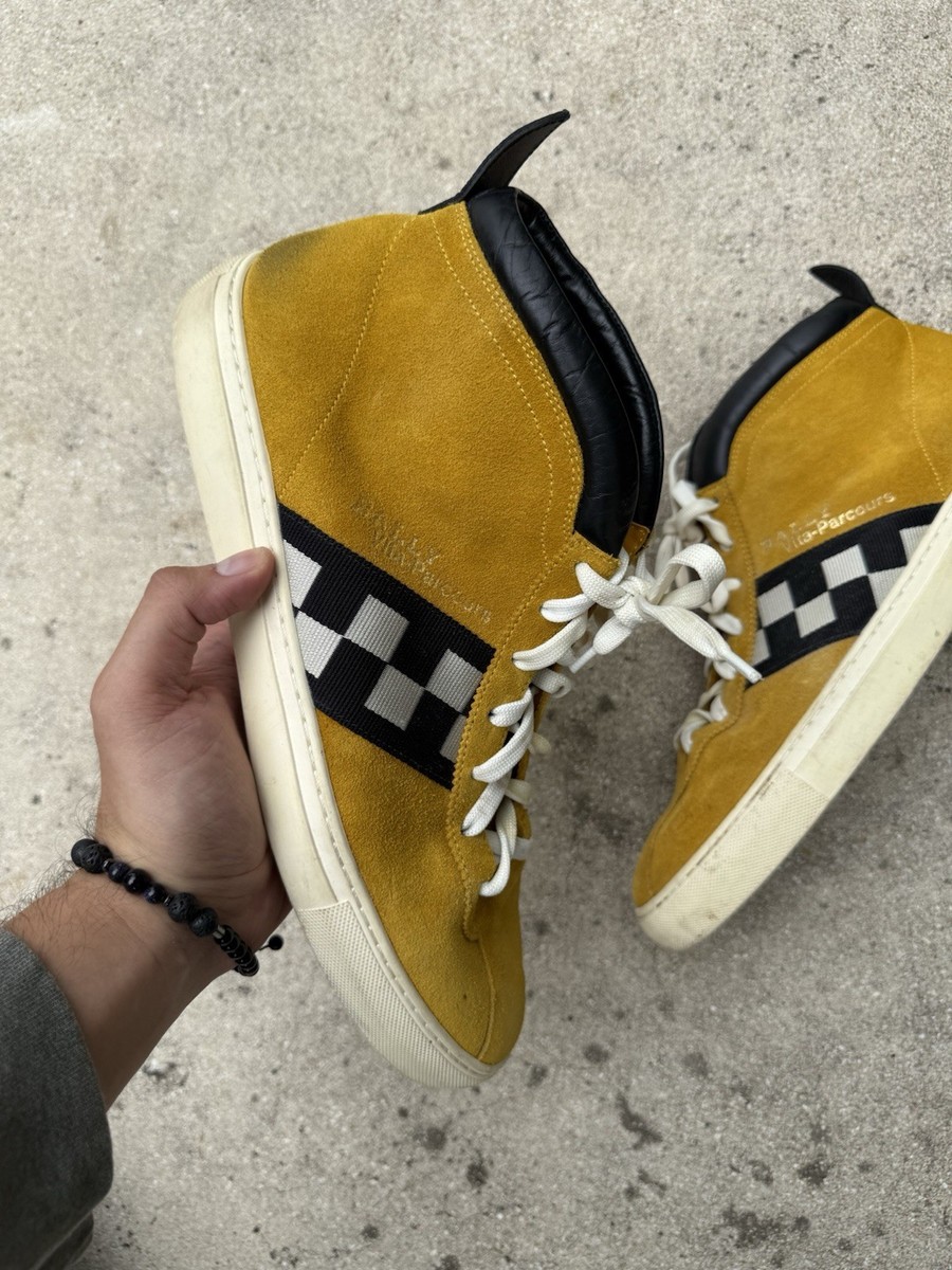 【美品】近年モデル BALLY Vita-Parcours レザースニーカー BALLY VITA-PARCOURS Yellow Hi-top Casual Shoes Sneakers US