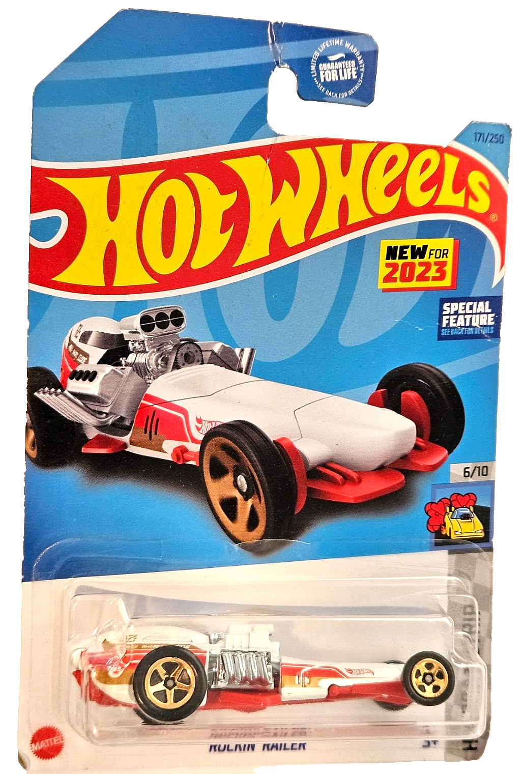 Hot Wheels 2023 HW Drag Stip Rockin Railer 6/10 Diecast in pack leaves in dust