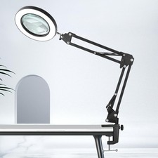 HITTI 10X Magnifying Glass with Light and Stand, Stepless Dimming 3 Color Mod...