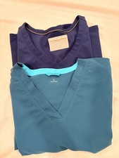Lot of 2 Womens Scrub Tops: Skechers Navy Carhartt Force Teal