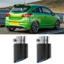 2Pcs 2.5" In 3.5" Out Carbon Fiber Exhaust Pipe Tip For Vauxhall Opel Corsa VXR