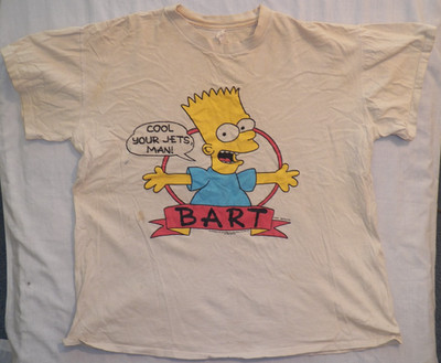 VTG THE SIMPSONS BART COOL YOUR JETS MAN T SHIRT WHITE HOUSE BRAND 1990 RARE