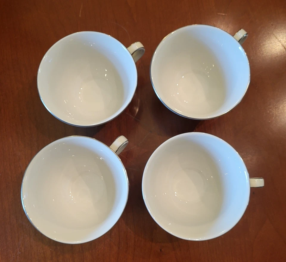 Juego de 4 tazas de té Royal Doulton Borgoña TC1001 SOLO gris azul verde borde plateado Foto 2 de 4