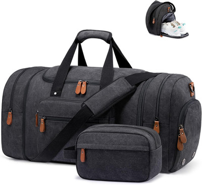 Sucipi Canvas Travel Duffel Bag for Men, Weekend Overnight Bag with Shoe Compart