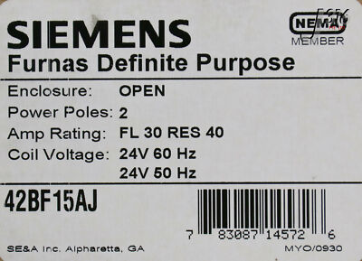 22417 SIEMENS FERNAS DEFINITE PURPOSE CONTRACTOR (NEW) 42BF15AJ | eBay