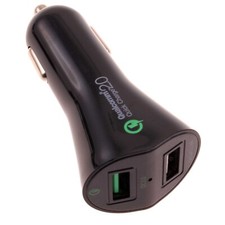 Car Charger 30W Fast 2-Port USB Power Adapter DC Socket Quick Charge for Tablets