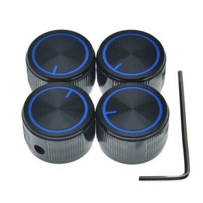 4pcs 25*15.5mm Set Screw Aluminium 1/4'' 6.35mm Pot Control Knob for Guitar/Bass