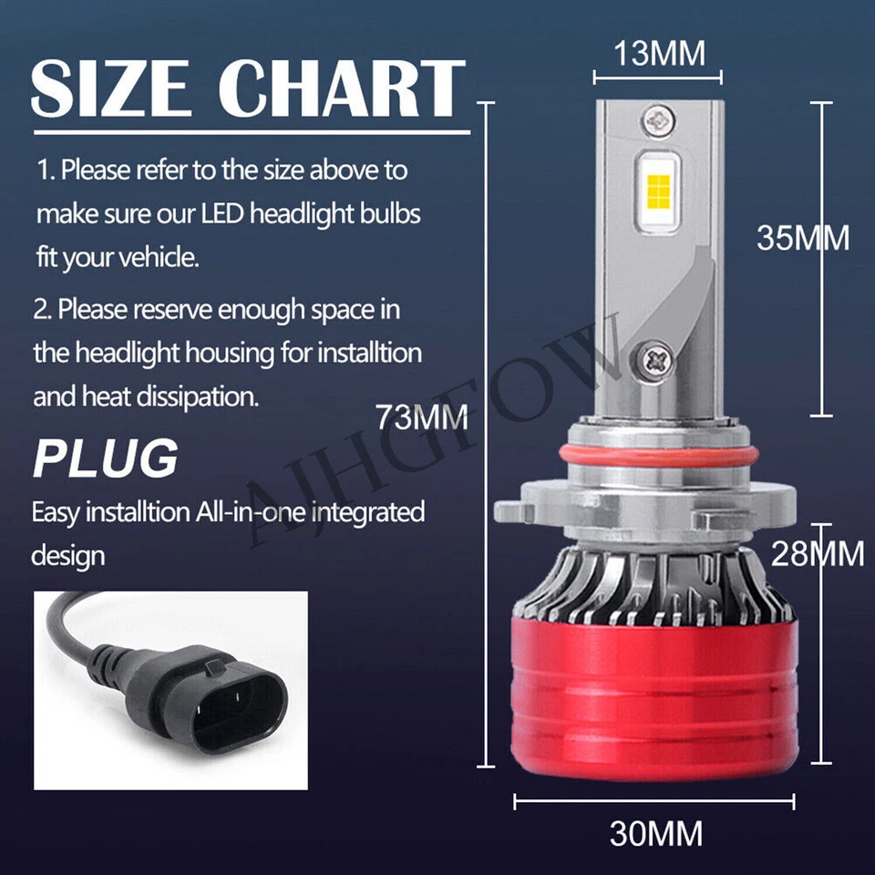 Combo de faros LED de haz alto bajo bombillas brillantes 6000K para Acura Vigor 1992-1994 Foto 2 de 4