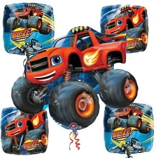 Blaze And The Monster Machines Party Balloons - 5 Birthday Decorations, Bouquet 