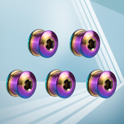 Titanium Crankset Chainring Bolts Rainbow Oil Slick 5mm Fixed