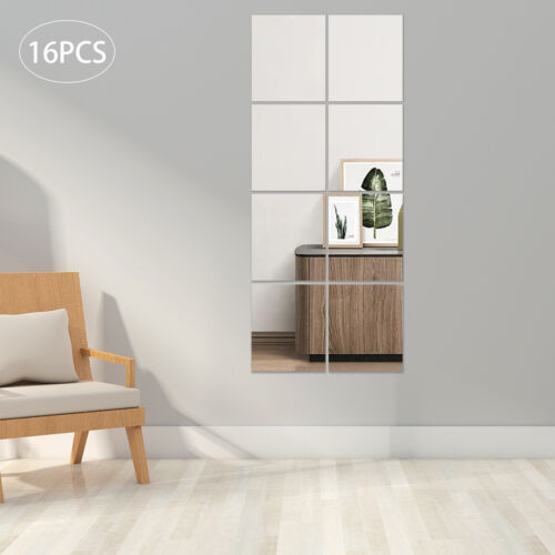 Acrylic Self-adhesive Frameless Wall Mirror Tiles Decor 14'' x 12'' 16PCS Mirror
