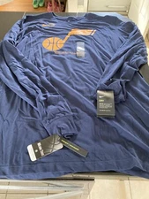 MENS Nike Utah Jazz Warm Up LONG SLEEVE Shooting Shirt NAVY Team Issue XL/T NWT