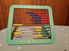 Ancien Boulier Et Alphabet En Bois Gravé