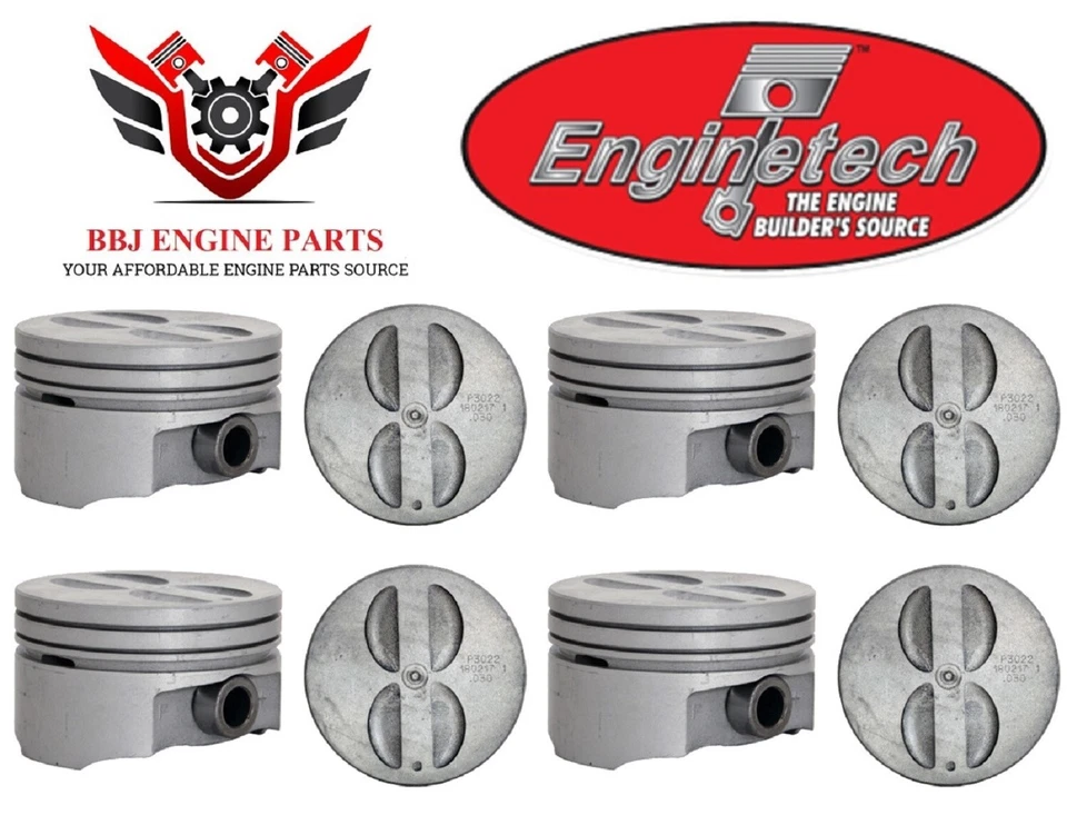 Chevrolet Pontiac 350 5.7L LT1 92-97 Enginetech Hypereutectic Flat Top Pistons - Image 3 of 3