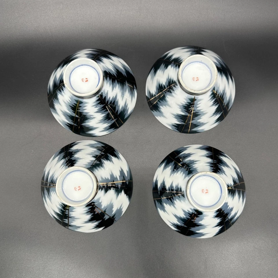 Рисовые миски черно-белое золото фарфор сервировочные блюда современный азиатский стиль полоски - Изображение 4 из 4