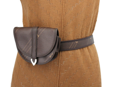 Sandro Belt Womens One Size Brown Leather Snap Small Pocket