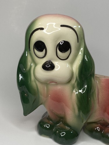 Hull Pottery Dog Pink Puppy Planter Big Sad Eyes Cocker Spaniel 1950s Vintage - Picture 3 of 23
