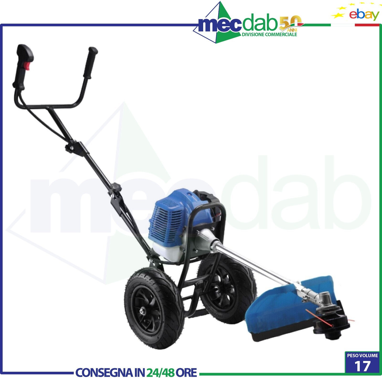 Decespugliatore Rasaerba Con Motore a Scoppio 2T 52 cc Su Ruote Hyundai 35240