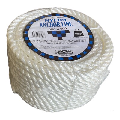 NEW LISTING 3/8'' 100Ft Twisted 3 Strand Nylon Anchor Rope Braided Boat Sailb