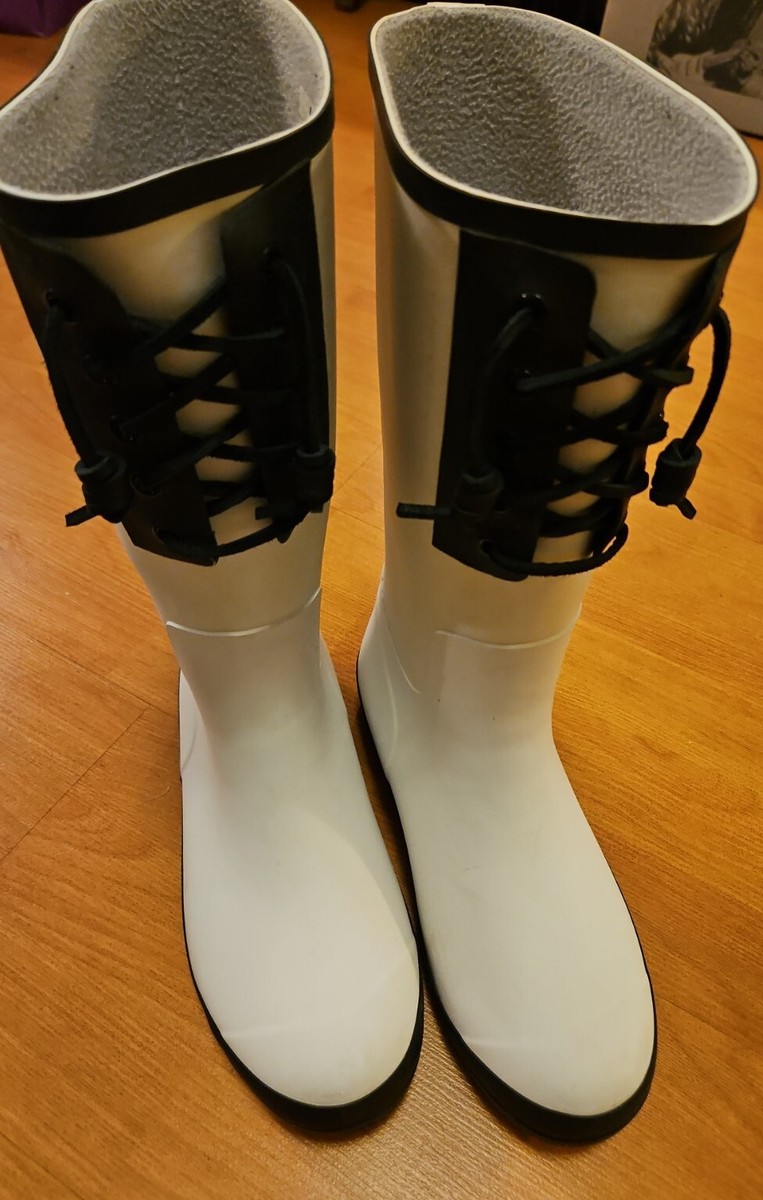 Sperry Top Sider Walker Spray White/Black Rain Boots 9M 40  display picture 1