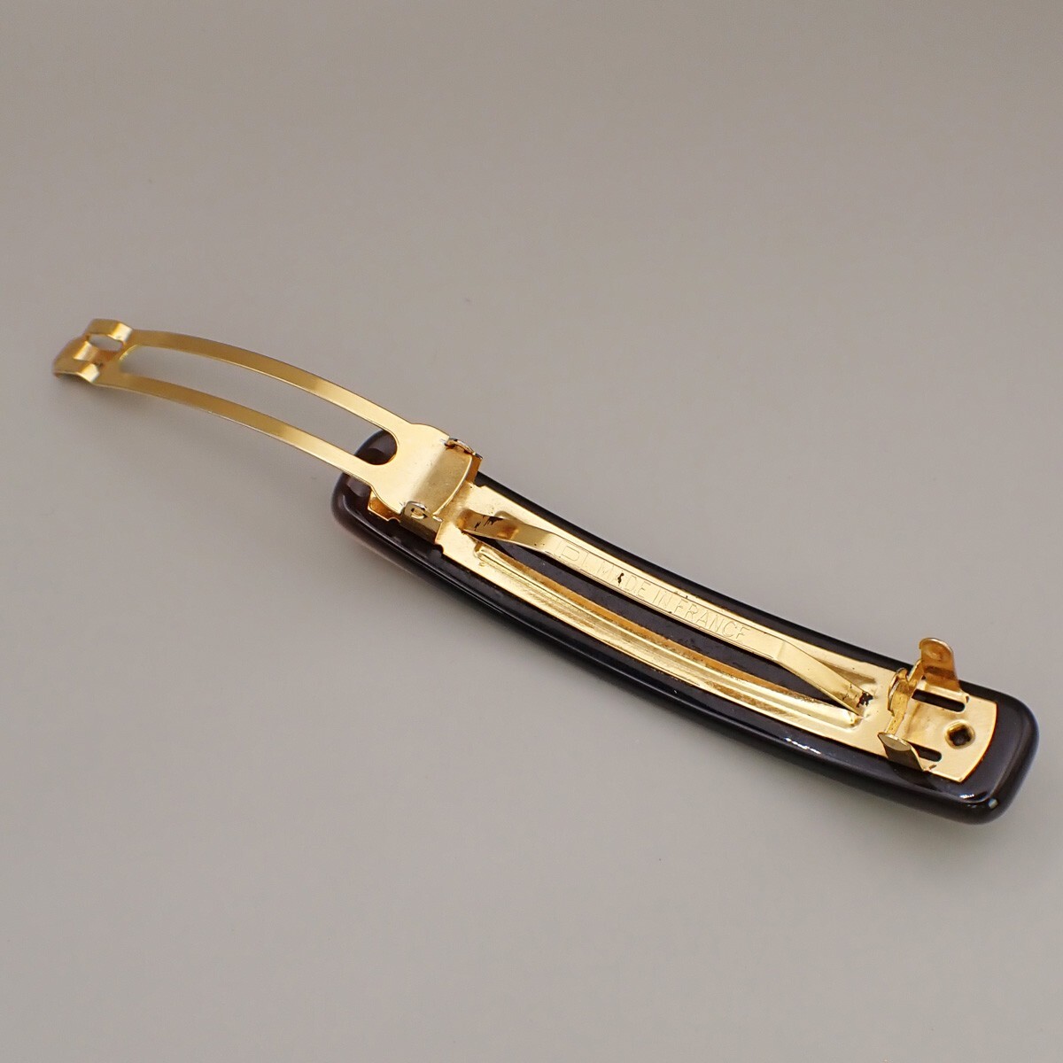 CHANEL Logo Hair Clip Barrette Accessory Black Pink Gold 