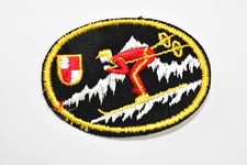 1970's Down Hill Skier Skiing Ski Embroidery Fabric Patch Black 4B