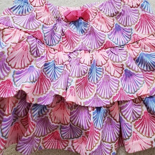 Tommy Bahama Girls' Ruffled Glitter Seashell Skort in Pink, Purple, Blue szXS/4 - Picture 5 of 12
